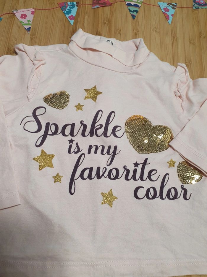 T-shirt manches longues col roulé Mes Petits Cailloux 6 mois 68 cm - photo numéro 2