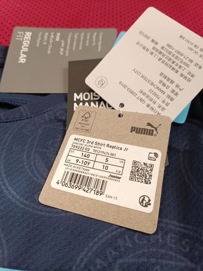Maillot de foot Manchester City, Puma Authentique Officiel taille enfant 9/10 ans, Neuf - photo numéro 9