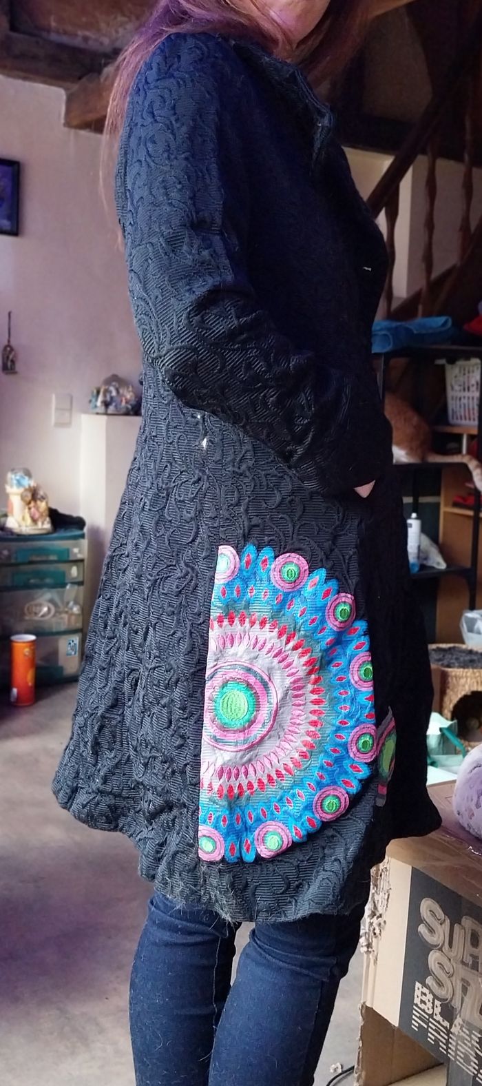 Manteau long noir desigal neuf - photo numéro 4