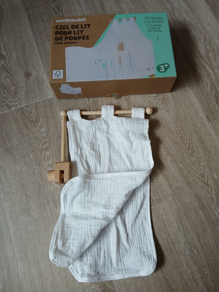 Jouet ciel de lit de poupon neuf en bois - photo numéro 5