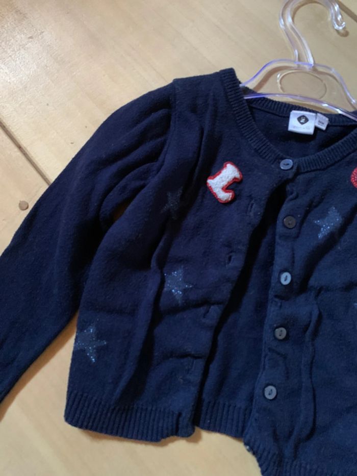 Gilet bleu marine grain de blé 36 mois - photo numéro 4