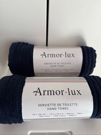 Lot de 2 Serviette de toilette armor-lux 50 x 100. 100% coton