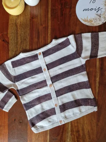Pull fin à rayures pailleté détail dos boutons 18 mois