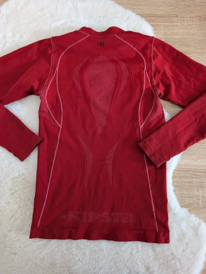 Tee-shirt manches longues protection thermique rouge 12 ans Kipsta - photo numéro 3