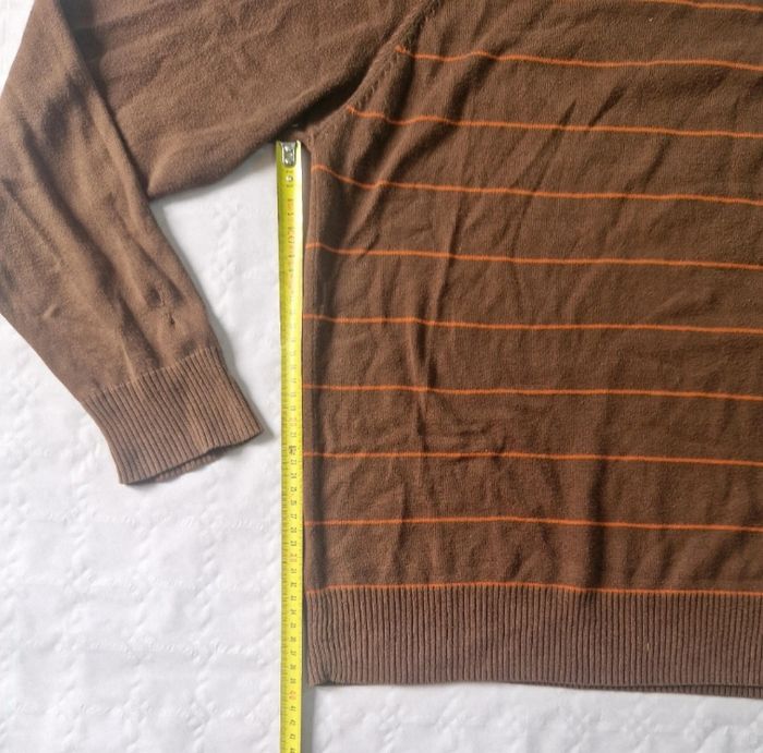 Carhartt Pull col rond marron rayures orange Homme taille M - photo numéro 6