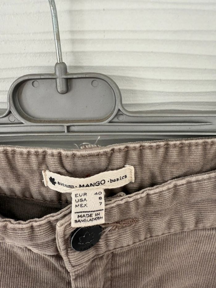 Pantalon slim skinny droit en velours beige gris clair - photo numéro 8