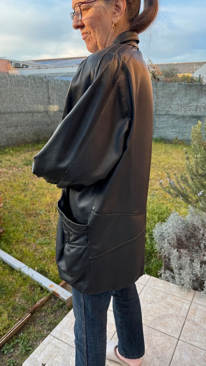 Veste blouson en véritable cuir Noir taille 42 - photo numéro 4
