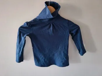 Tee-shirt bleu marine fille col roulé Tao 6 ans
