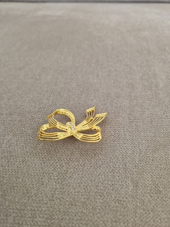 Broche vintage dorée motif noeud - photo numéro 6