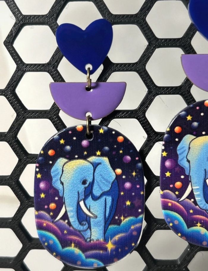 Boucles d’oreilles - Mon éléphant bleu - photo numéro 2