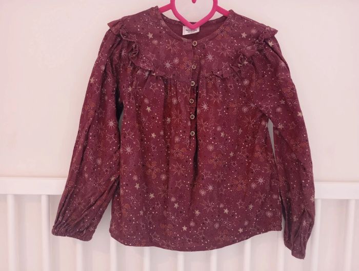 Chemise 6 ans TAO couleur prune motif étoile feu d'artifice - photo numéro 3