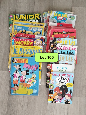 Lot de 26 livres BD et magazines enfants de 8 à 12 ans L100