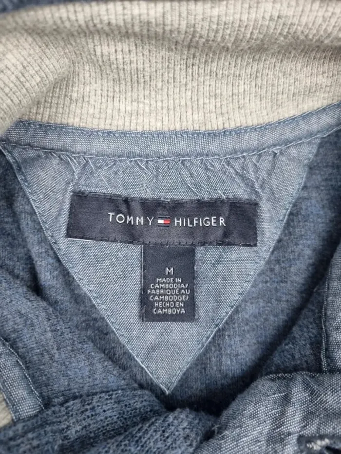 Pull col montant boutonné Tommy Hilfiger bleu – Taille M Hommes (mesures en photos) - photo numéro 6