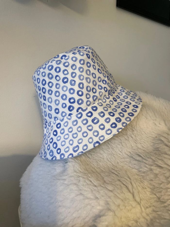 Bob réversible 50 cm pois bleu