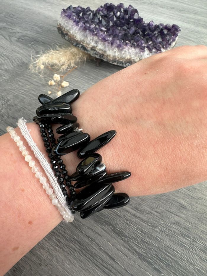 Bracelet en onyx véritable du Brésil – Pierre naturelle - photo numéro 5
