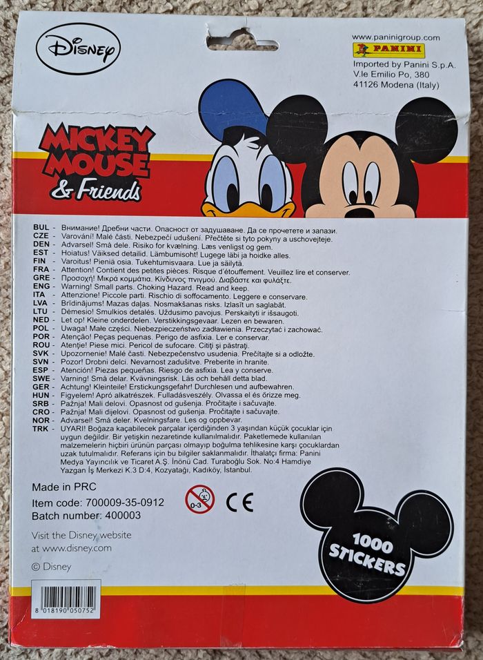 🃏 Lot de 1000 autocollants Disney Mickey Mouse & Friends - Panini - neuf - photo numéro 2