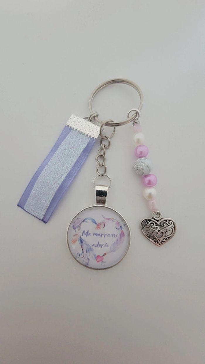 Cadeau marraine, porte clé message bijoux de sac " marraine adorée "