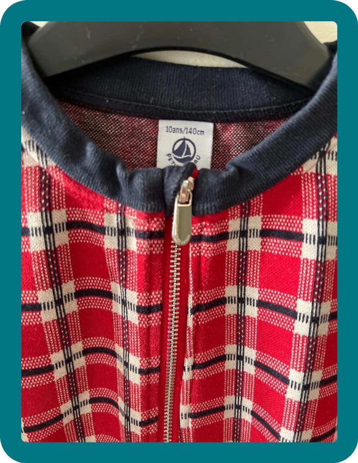 Veste Teddy carreaux style vintage 10 ans mixte - Petit Bateau - photo numéro 2