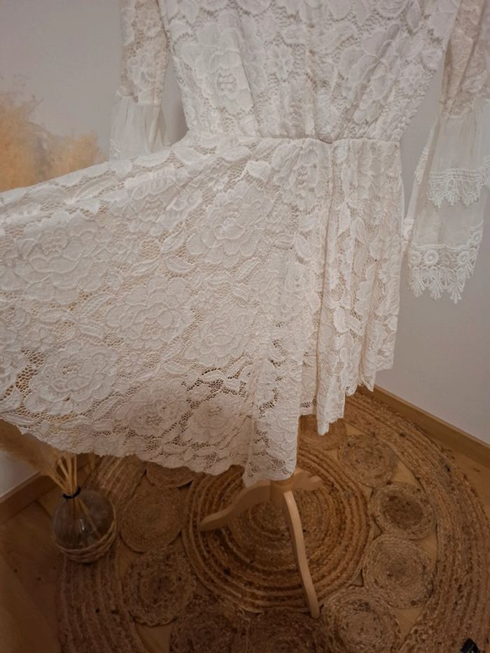 Combishort robe en dentelle blanche crème taille XS/S 34/36 - photo numéro 7