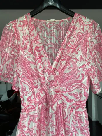 Robe longue rose e beige
