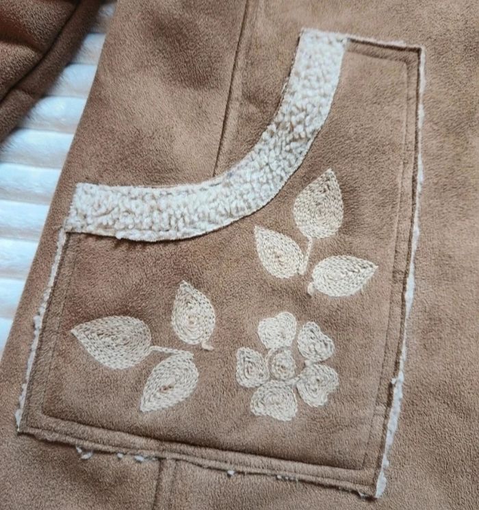 Manteau Kiabi effet peau lainée camel – Taille 42 – Chaud & doublé - photo numéro 3