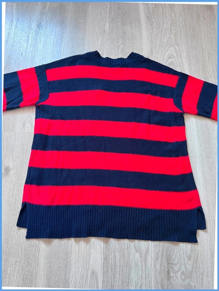 Pull torsadé Femme Chaps Rouge et Bleu marine Taille L - photo numéro 3