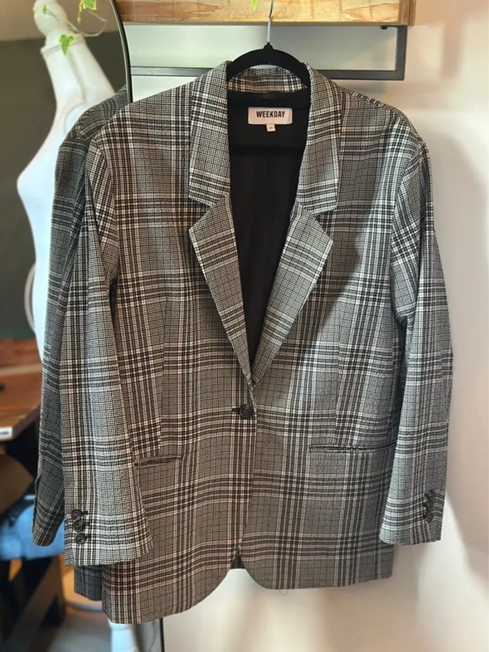 Veste blazer oversize à carreaux Weekday – Taille 36 - photo numéro 2