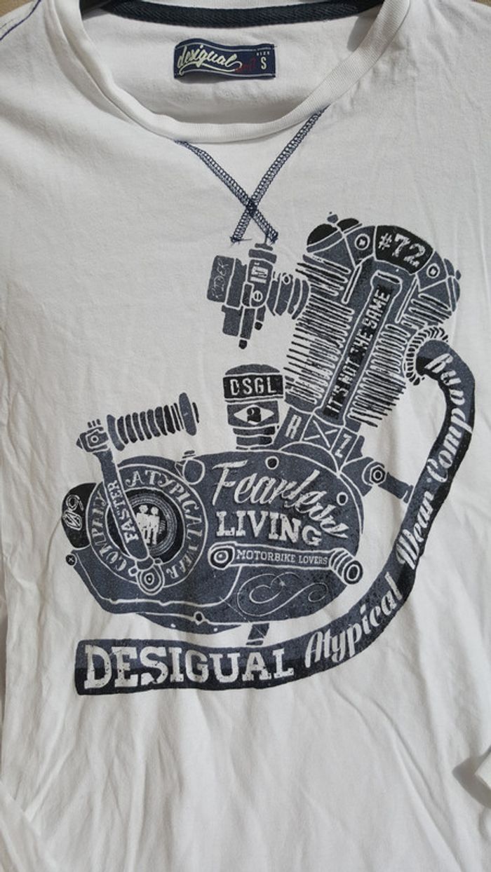Tee-shirt blanc manches longues Desigual Taille 16 ans - photo numéro 2