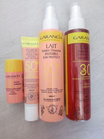 Lot produits solaires corps et visage Garancia