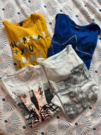👕 Lot 4 t-shirts manches longues fille 10 ans – Kiabi & Gémo
