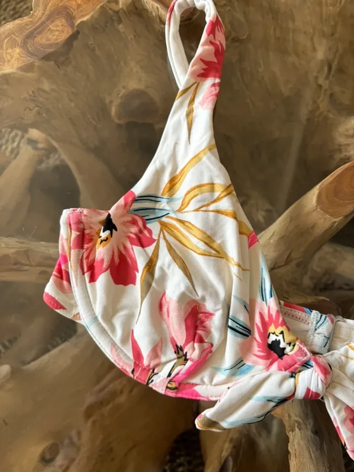 Haut de maillot de bain Billabong fleur blanc femme noeud - photo numéro 6