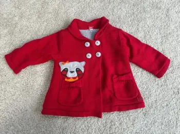 Veste doublée moumoute / manteau rouge fille - 12 mois - Tuc Tuc