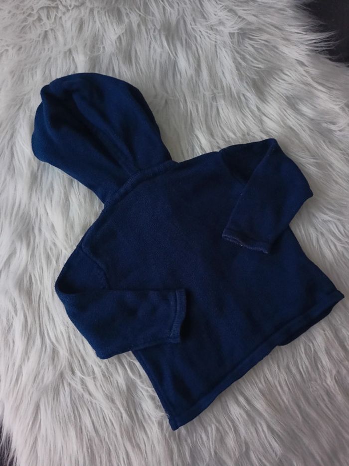 Cardigan zippé à capuche marine 6mois - photo numéro 2