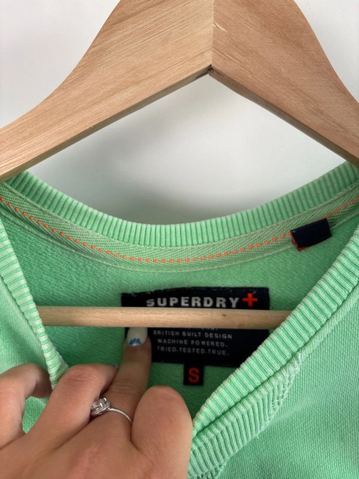 pull vert menthe superdry taille S - photo numéro 2