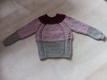 pull 3 couleurs tricoté main 38 Tweedy neuf