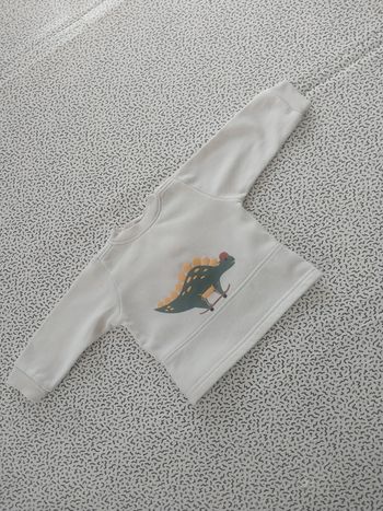 Sweat bébé 12 mois dinosaure skate 🛹 pull chaud blanc mixte garçon fille hiver