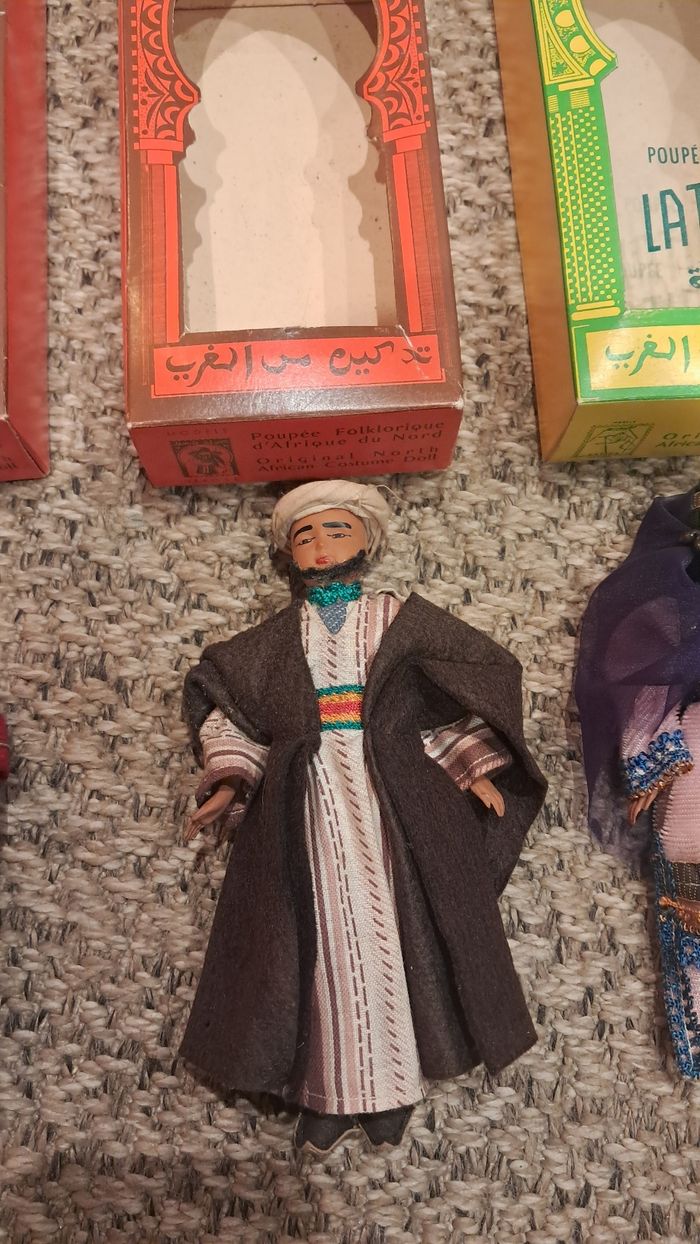 Lot de 3 poupées folkloriques d'Afrique du Nord – Vintage – Avec boîtes d’origine - photo numéro 3