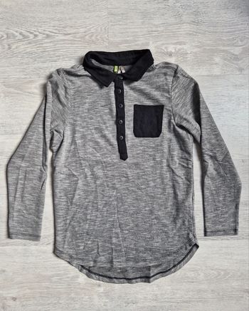 Polo noir et gris chiné Orchestra 8 ans manches longues