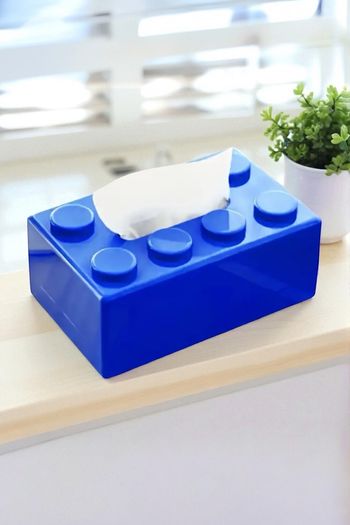 Boîte à mouchoirs design brique de Lego – Bleue