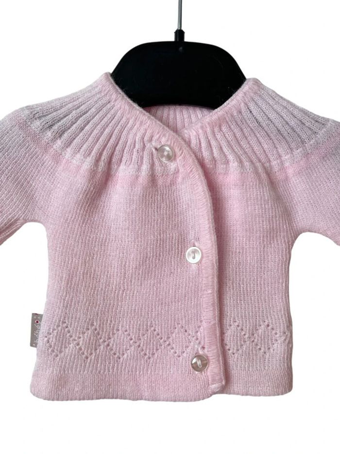 Brassière nouveau-né / gilet bébé fille rose pâle - Bébé 9 naissance - photo numéro 2