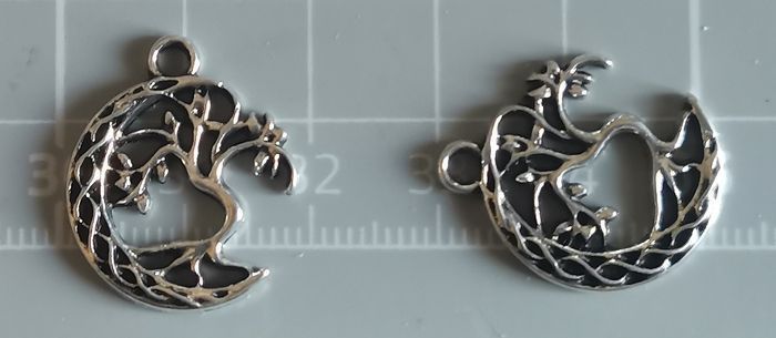3 x pendentifs "Arbre de vie lunaire" en métal argenté vieilli - photo numéro 4