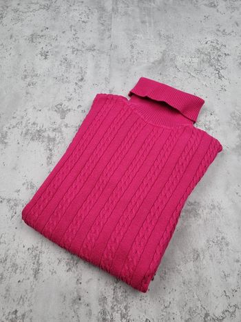 Pull torsadé col roulé Tommy Hilfiger – Fuchsia – Taille M/38 Femmes