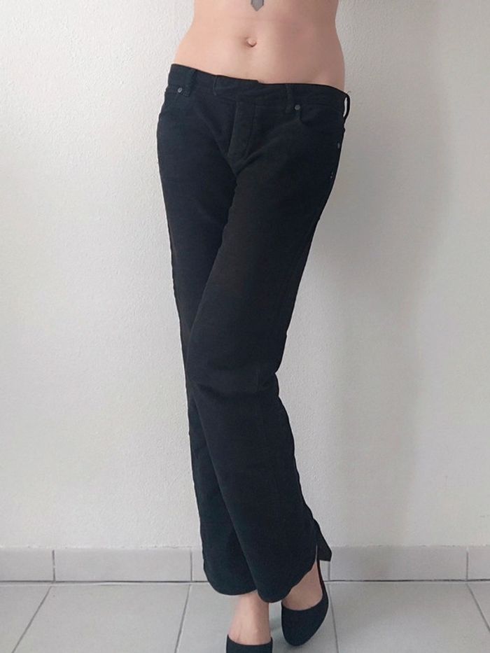 Pantalon droit évasé noir velours y2k 🇮🇹 Jean-Paul Gaultier - 40/L à 42/XL - photo numéro 2