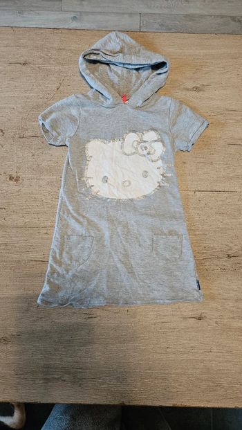 Robe d été gris clair à capuche et manches courtes, Hello Kitty, 5/6 ans