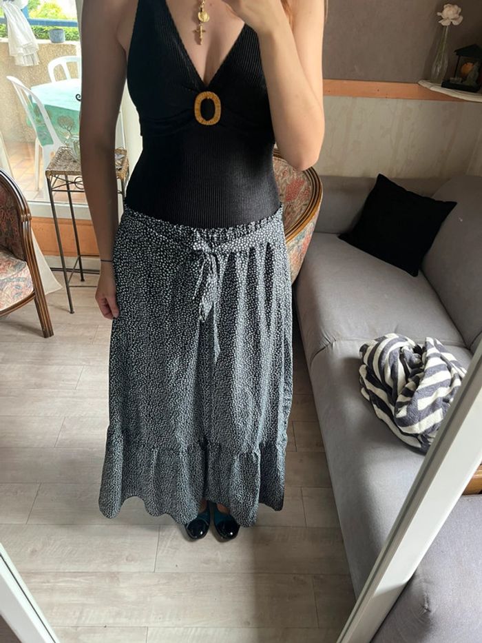 Jupe maxi skirt hippie champêtre bohème vintage à noeud - photo numéro 2