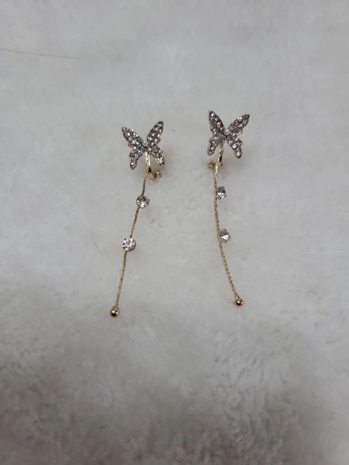 Clips pampilles papillons dorés