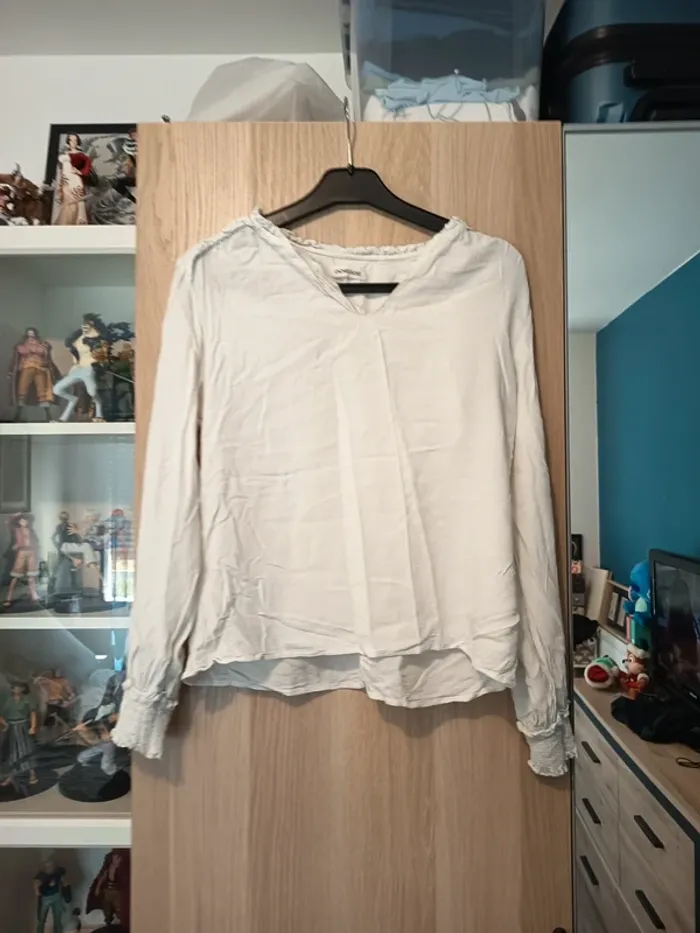 Blouse chemisier blanche cache cache - Taille S 36 - photo numéro 3
