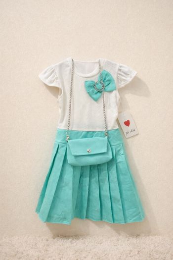 Robe fille verte avec sac assorti et strass 14 ans tenue complète chic