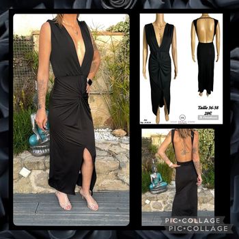 🖤 Robe longue noire dos nu – Taille 36/38 SOLDÉ -20% (vidéo portée dispo ) 🖤