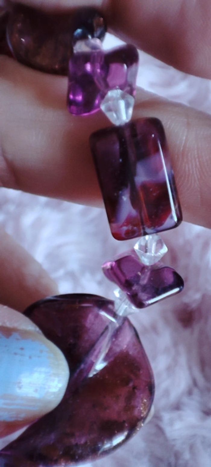 Collier perles en verre violet - photo numéro 6